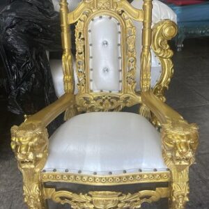 Gold and White Lion Head Kids Throne Chair