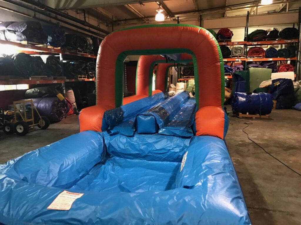 Orange and Green Double Lane Slip and Slide