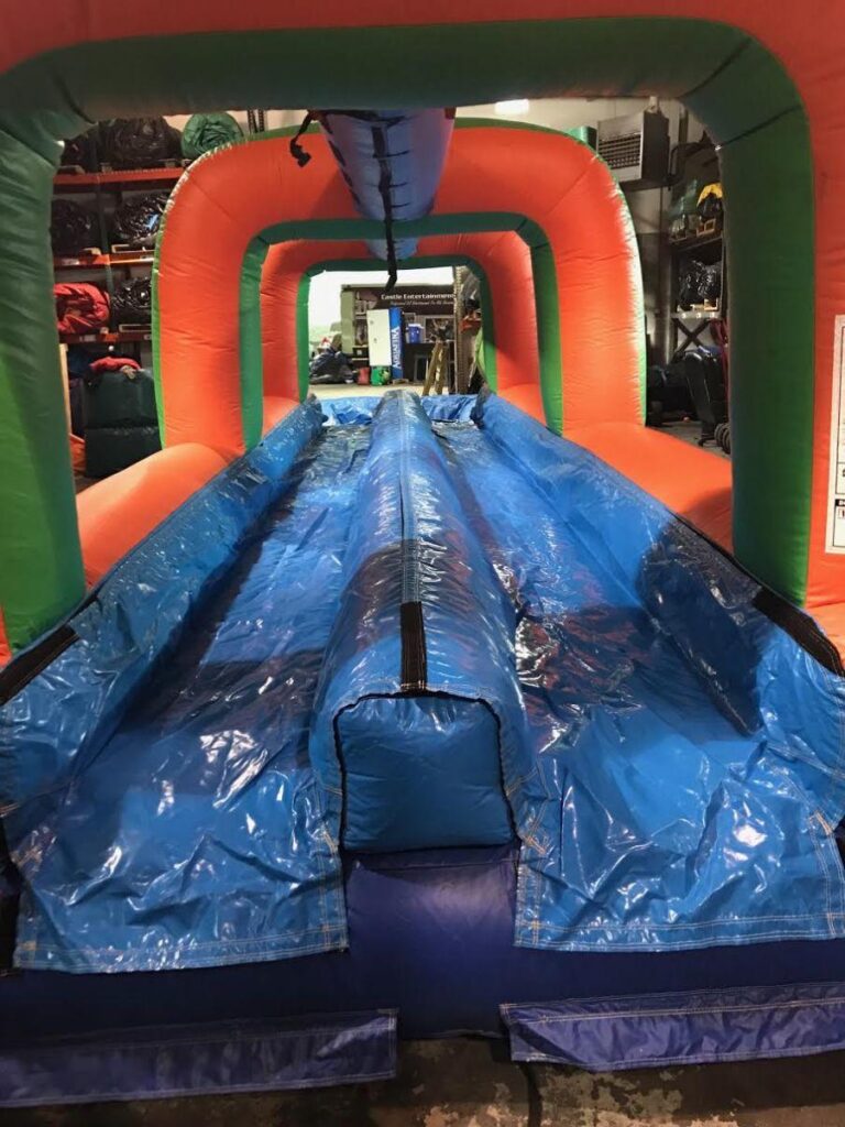 Orange and Green Double Lane Slip and Slide