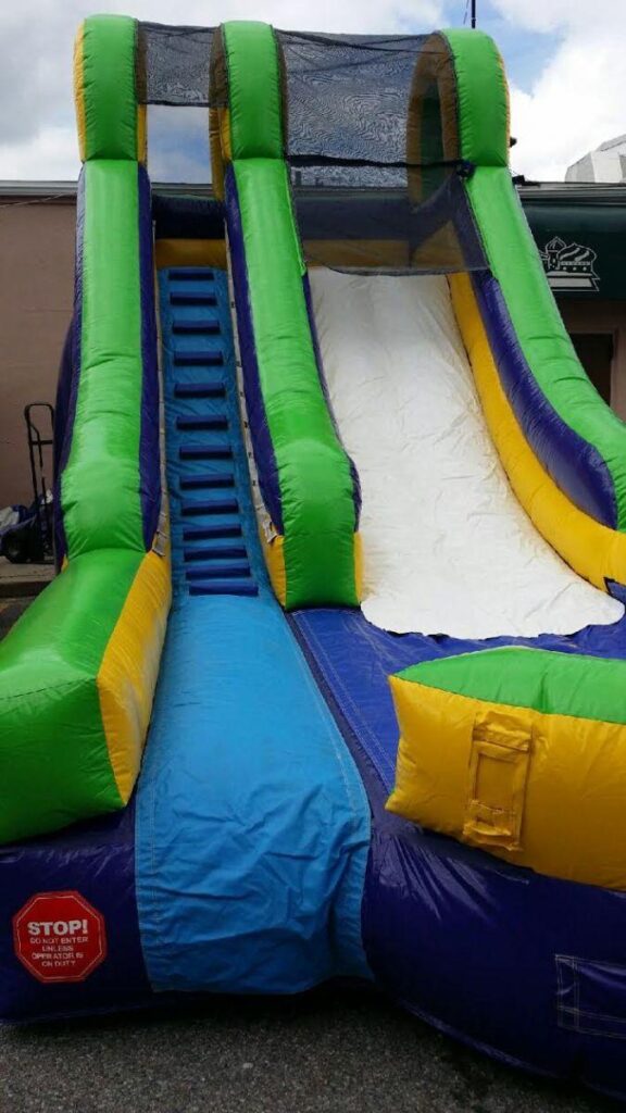 15FT Purple Yellow and Green Water Slide