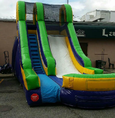 15FT Purple Yellow and Green Water Slide